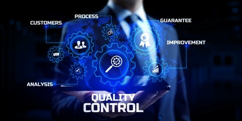 Quality control assurance standard certification technology concept.