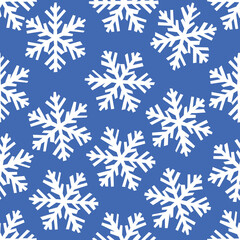 Fototapeta na wymiar Vector seamless pattern with geometric snowflakes on a blue background