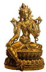 Isolated PNG cutout of a golden Statue of Tara on a transparent background