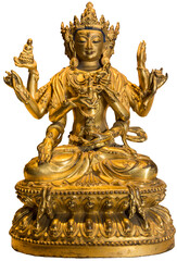 Fototapeta premium Isolated PNG cutout of a golden Statue of Tara on a transparent background