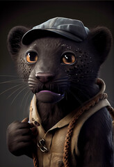Illustrated Black Panther Cub