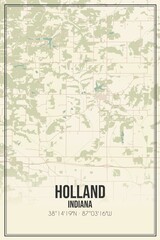 Retro US city map of Holland, Indiana. Vintage street map.