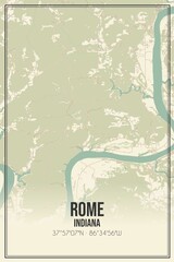 Retro US city map of Rome, Indiana. Vintage street map.