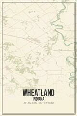 Retro US city map of Wheatland, Indiana. Vintage street map.