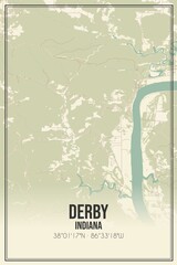 Retro US city map of Derby, Indiana. Vintage street map.