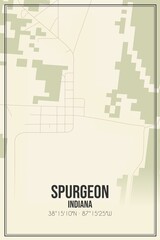 Retro US city map of Spurgeon, Indiana. Vintage street map.
