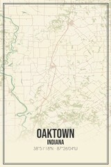 Retro US city map of Oaktown, Indiana. Vintage street map.