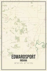Retro US city map of Edwardsport, Indiana. Vintage street map.