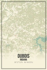 Retro US city map of Dubois, Indiana. Vintage street map.
