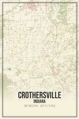 Retro US city map of Crothersville, Indiana. Vintage street map.
