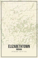 Fototapeta premium Retro US city map of Elizabethtown, Indiana. Vintage street map.