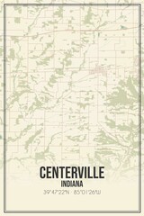 Retro US city map of Centerville, Indiana. Vintage street map.