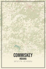 Retro US city map of Commiskey, Indiana. Vintage street map.