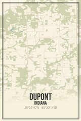 Retro US city map of Dupont, Indiana. Vintage street map.
