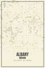 Retro US city map of Albany, Indiana. Vintage street map.