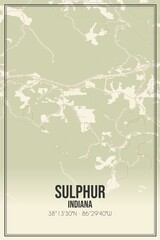 Retro US city map of Sulphur, Indiana. Vintage street map.