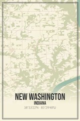 Retro US city map of New Washington, Indiana. Vintage street map.