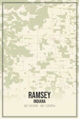 Retro US city map of Ramsey, Indiana. Vintage street map.
