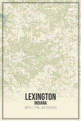 Retro US city map of Lexington, Indiana. Vintage street map.