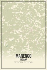 Retro US city map of Marengo, Indiana. Vintage street map.