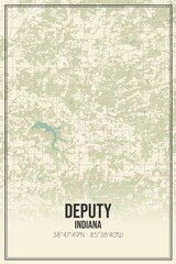 Retro US city map of Deputy, Indiana. Vintage street map.
