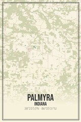 Retro US city map of Palmyra, Indiana. Vintage street map.