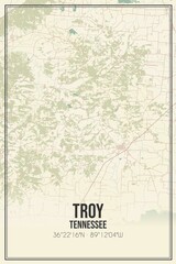 Fototapeta premium Retro US city map of Troy, Tennessee. Vintage street map.