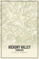 Retro US city map of Hickory Valley, Tennessee. Vintage street map.