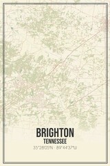 Retro US city map of Brighton, Tennessee. Vintage street map.