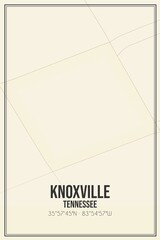 Retro US city map of Knoxville, Tennessee. Vintage street map.