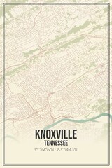 Retro US city map of Knoxville, Tennessee. Vintage street map.