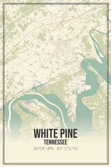 Retro US city map of White Pine, Tennessee. Vintage street map.