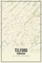 Fototapeta premium Retro US city map of Telford, Tennessee. Vintage street map.