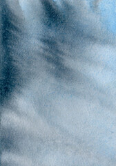 Hand drawn watercolor background in blue and grey colors