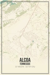 Retro US city map of Alcoa, Tennessee. Vintage street map.