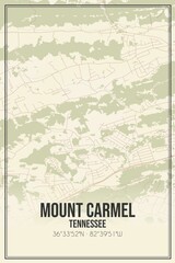 Retro US city map of Mount Carmel, Tennessee. Vintage street map.
