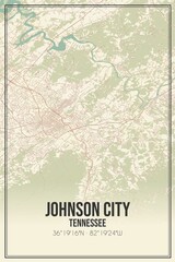 Fototapeta premium Retro US city map of Johnson City, Tennessee. Vintage street map.