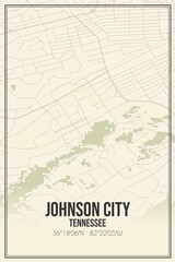 Retro US city map of Johnson City, Tennessee. Vintage street map.