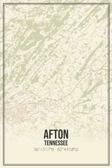 Retro US city map of Afton, Tennessee. Vintage street map.