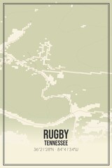 Retro US city map of Rugby, Tennessee. Vintage street map.