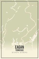 Retro US city map of Eagan, Tennessee. Vintage street map.