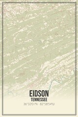 Retro US city map of Eidson, Tennessee. Vintage street map.