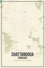 Fototapeta na wymiar Retro US city map of Chattanooga, Tennessee. Vintage street map.