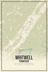 Retro US city map of Whitwell, Tennessee. Vintage street map.