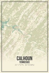 Retro US city map of Calhoun, Tennessee. Vintage street map.