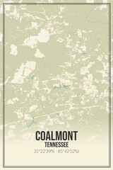 Retro US city map of Coalmont, Tennessee. Vintage street map.