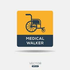 Creative (Medical Walker) Icon, Vector sign.