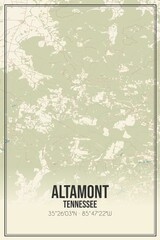 Retro US city map of Altamont, Tennessee. Vintage street map.