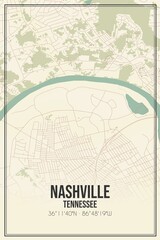 Retro US city map of Nashville, Tennessee. Vintage street map.