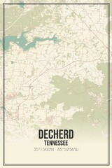 Retro US city map of Decherd, Tennessee. Vintage street map.